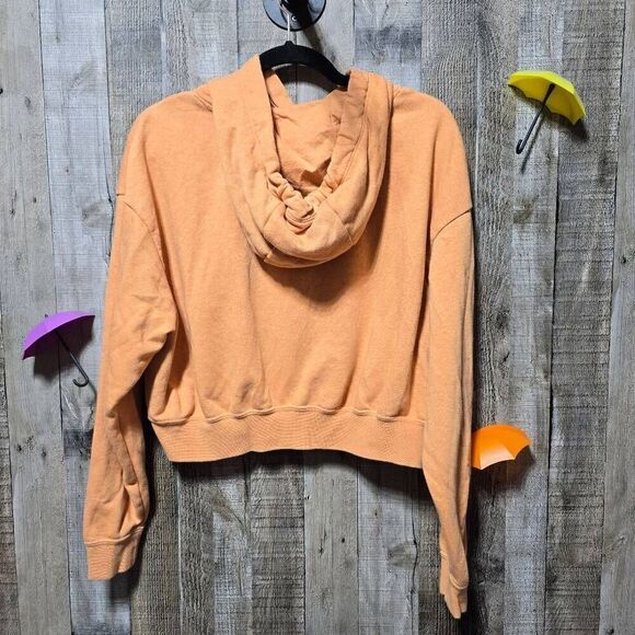 Nike Sportswear Club Fleece Oversized Crop Graphic Hoodie Orange Sherbert - Picture 4 of 6